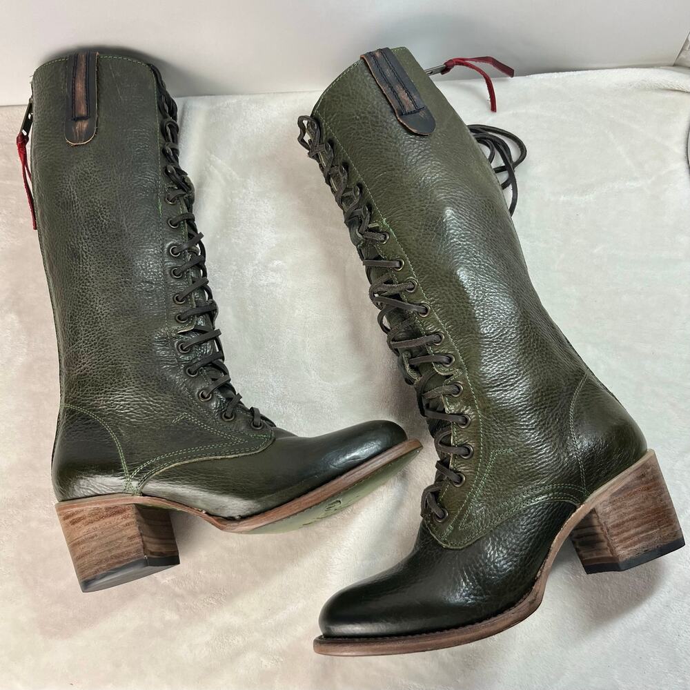Freebird by Steven Grany Lace Up Boots in Olive - Picture 6 of 17